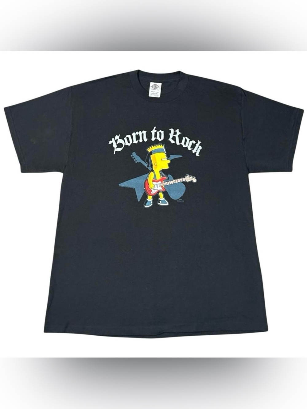 Vintage Bart Simpson Born To Rock Simpsons 2005 Cartoon Graphic T Shirt
